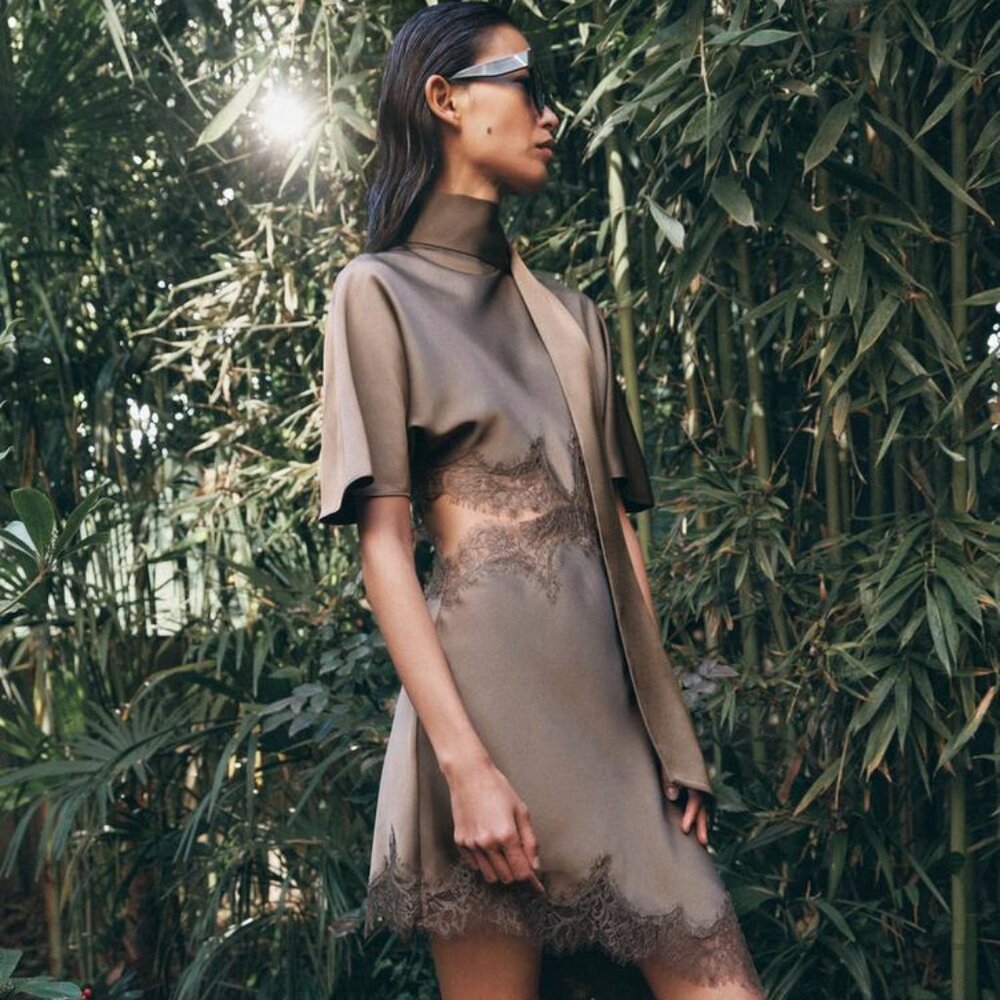 ZARA SATIN EFFECT LACE DRESS ZW COLLECTION